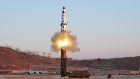 Một vụ phóng tên lửa của Triều Tiên.